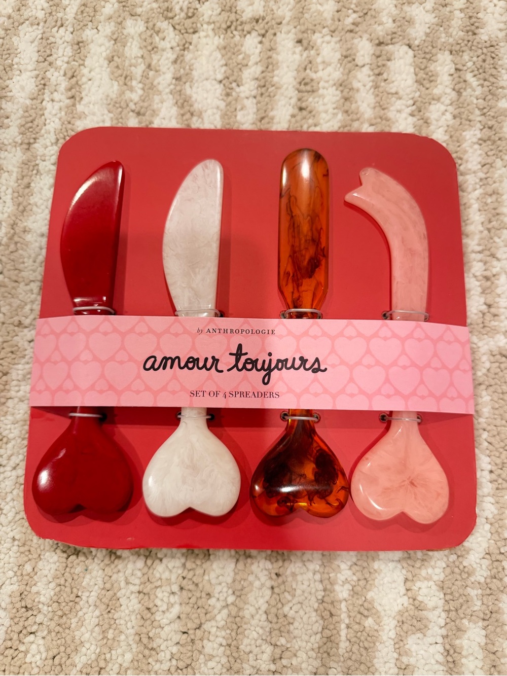 Anthropologie Amour Toujours Heart Spreaders — Red, White, Amber, Pink